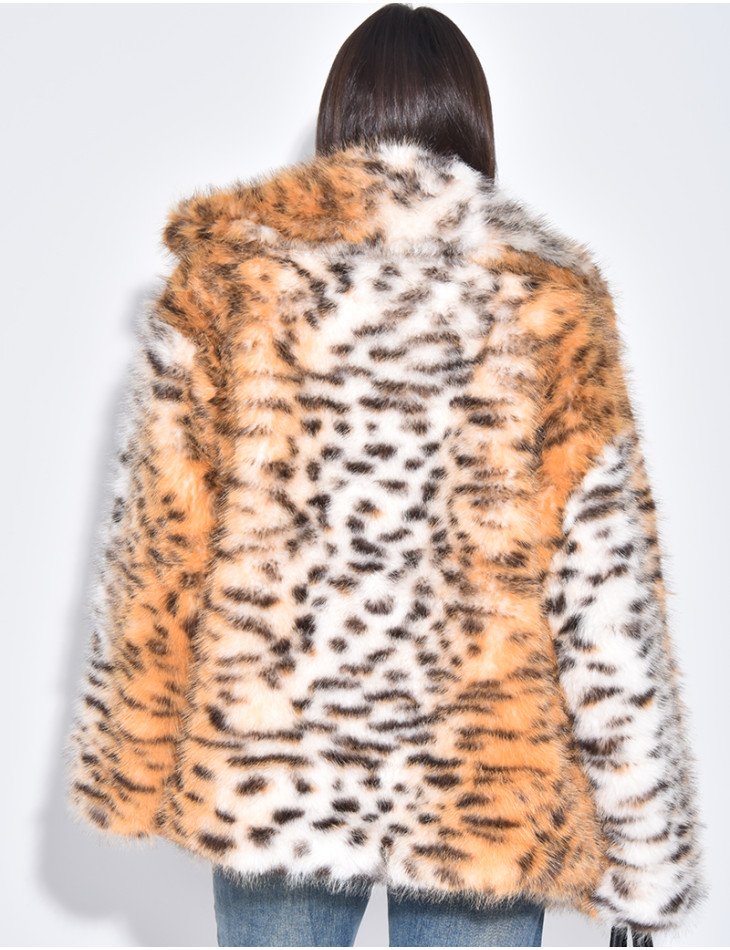 Veste oversize en fausse fourrure à motifs léopard