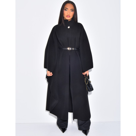 Cape longue en feutrine à ceinture à la taille