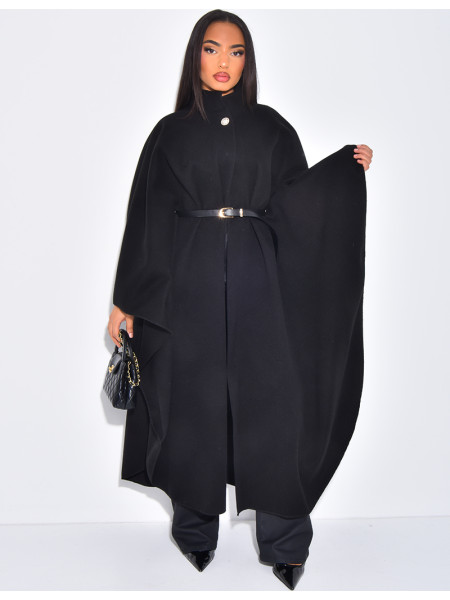 Cape longue en feutrine à ceinture à la taille