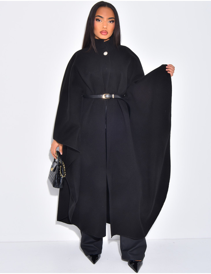 Cape longue en feutrine à ceinture à la taille