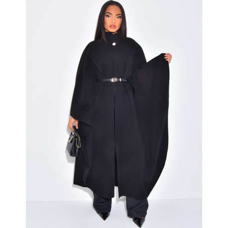 Cape longue en feutrine à ceinture à la taille