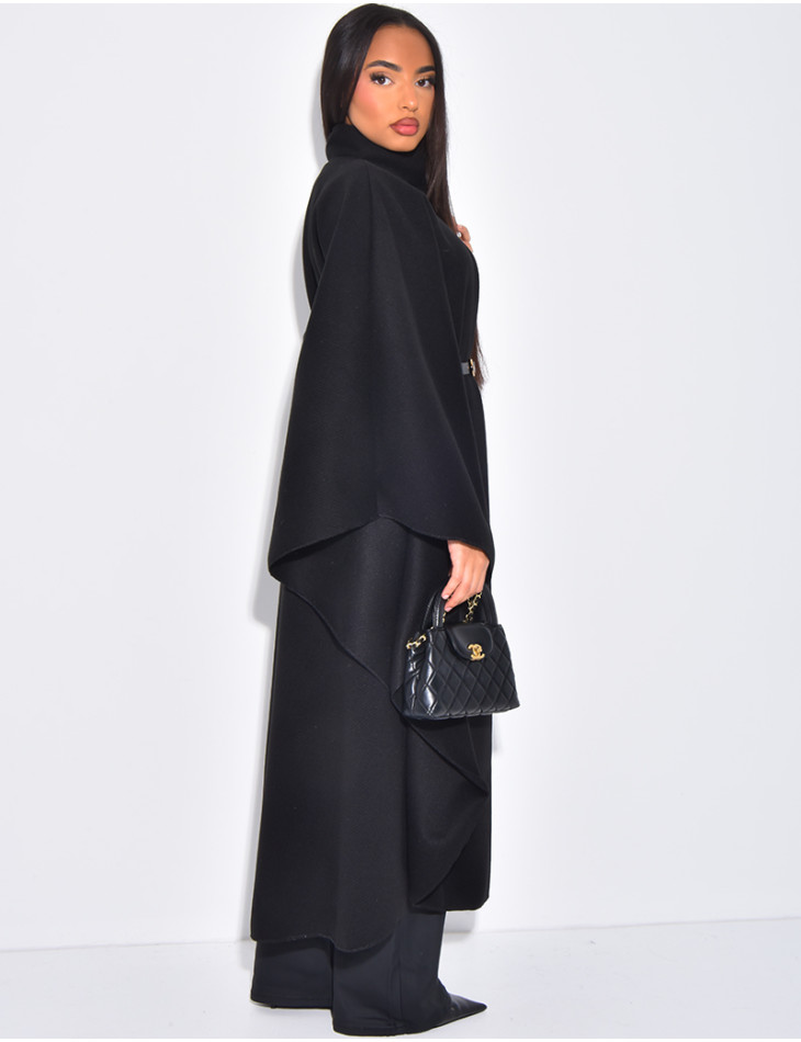 Cape longue en feutrine à ceinture à la taille