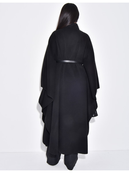 Cape longue en feutrine à ceinture à la taille