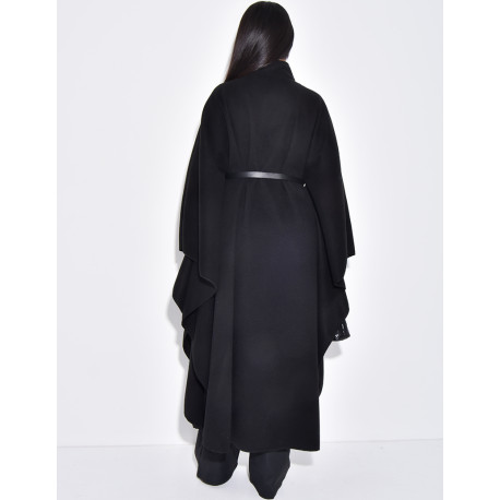 Cape longue en feutrine à ceinture à la taille