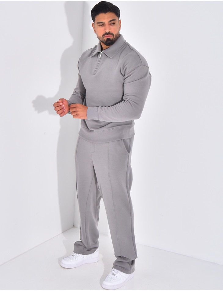 Ensemble de jogging pantalon et sweat à col zippé
