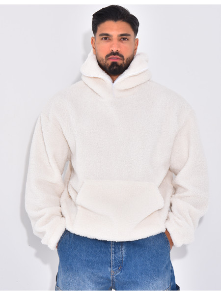Sweat à capuche en peau de mouton