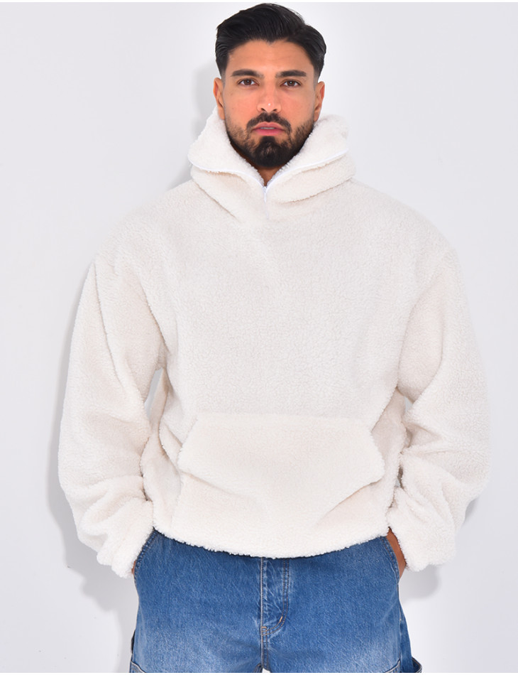 Sweat à capuche en peau de mouton
