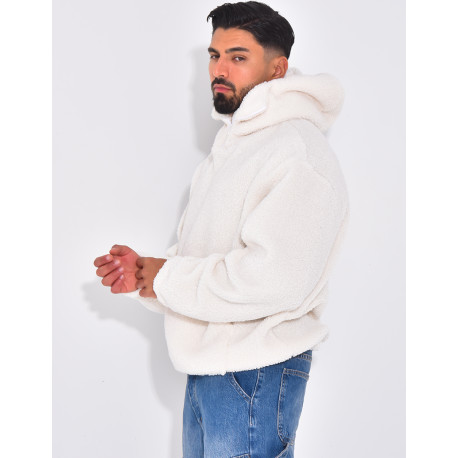 Sweat à capuche en peau de mouton