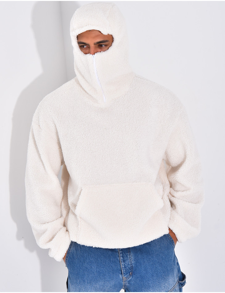 Sweat à capuche en peau de mouton