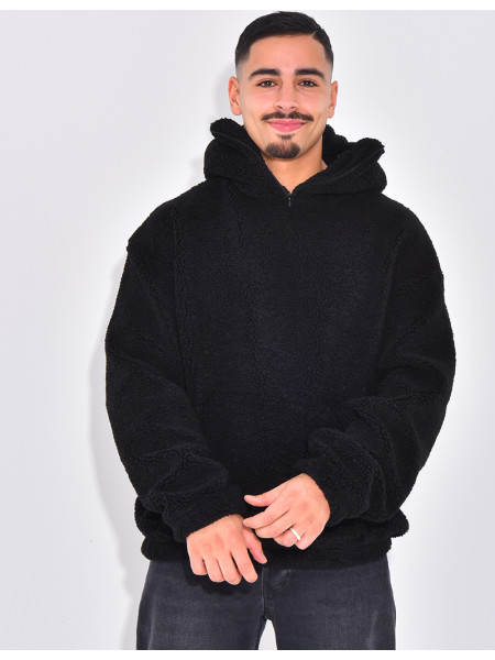 Sweat à capuche en peau de mouton