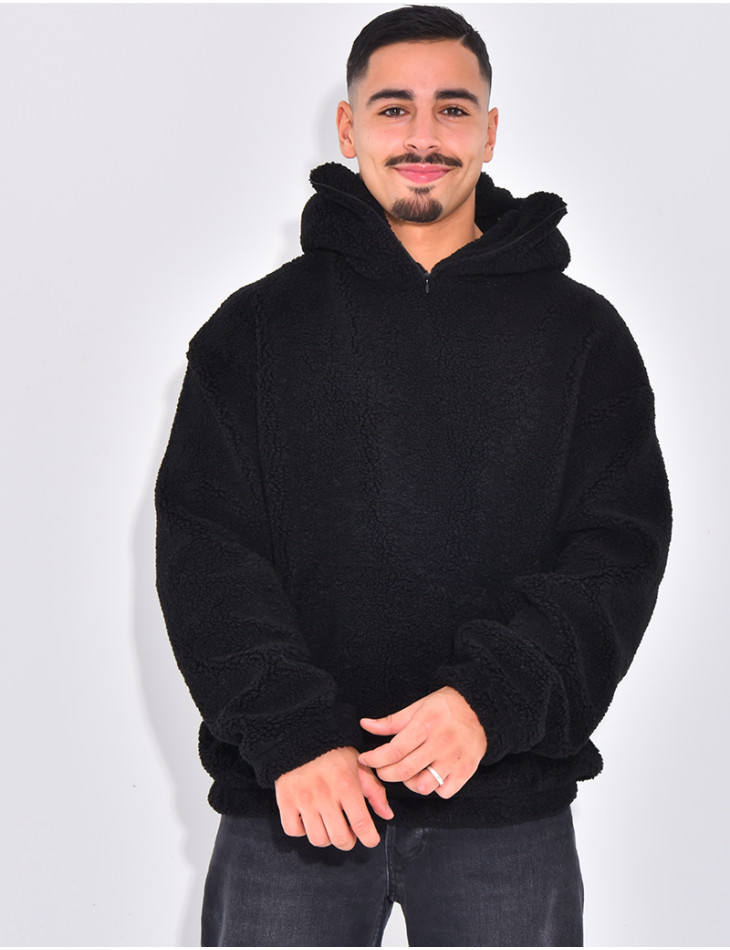 Sweat à capuche en peau de mouton