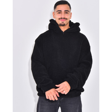 Sweat à capuche en peau de mouton