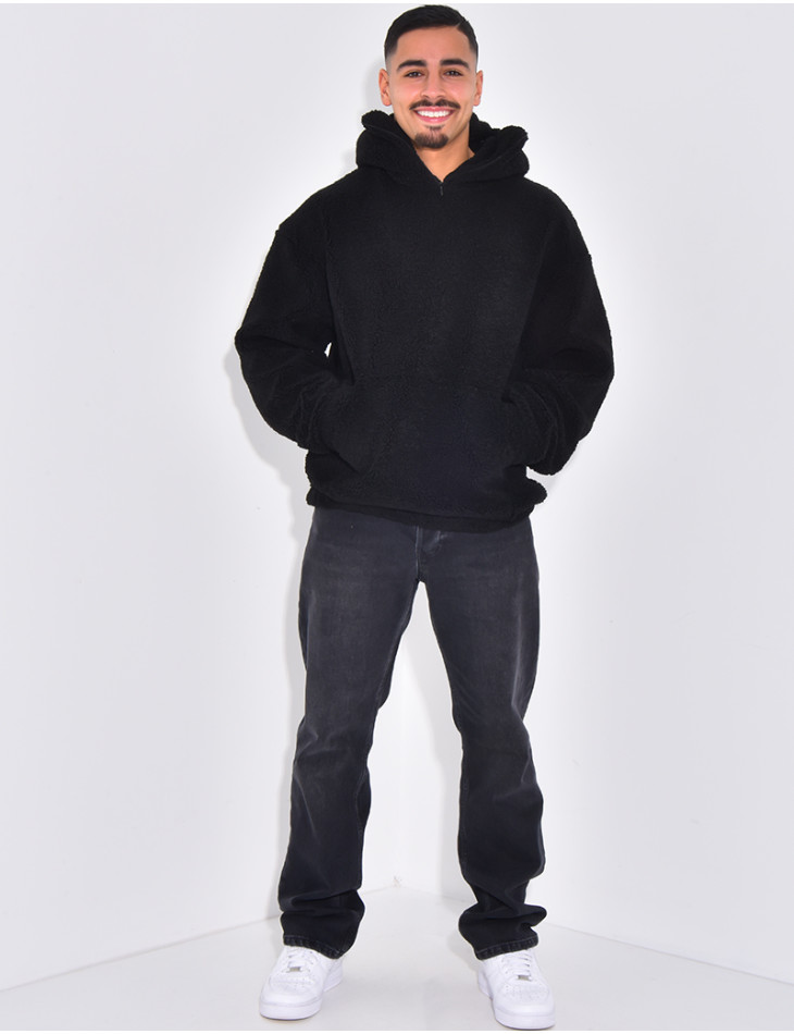 Sweat à capuche en peau de mouton