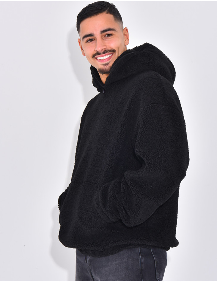 Sweat à capuche en peau de mouton