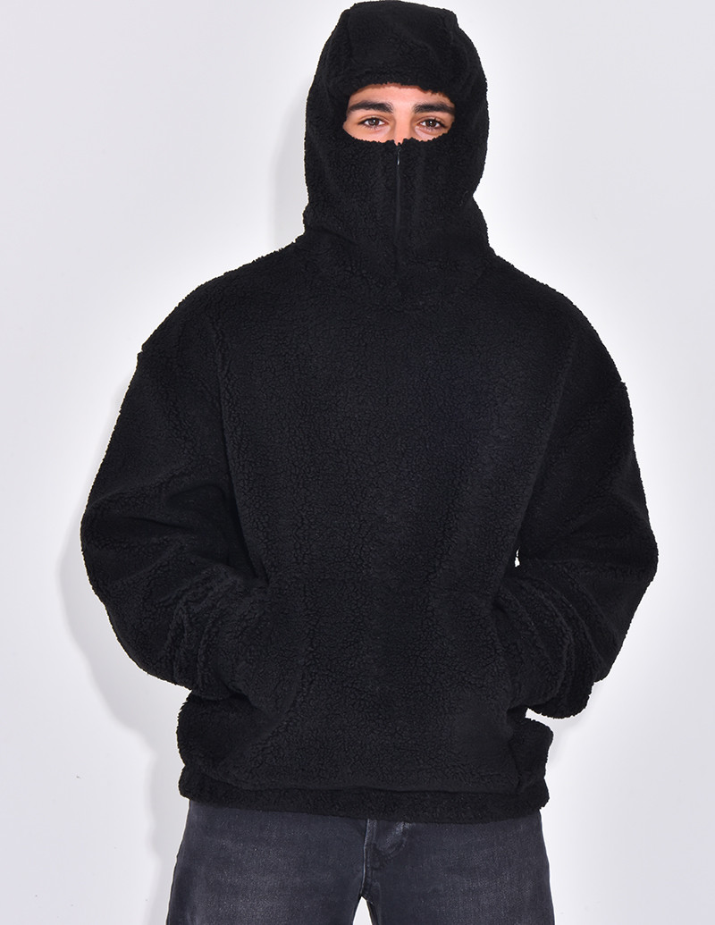 Sweat à capuche en peau de...