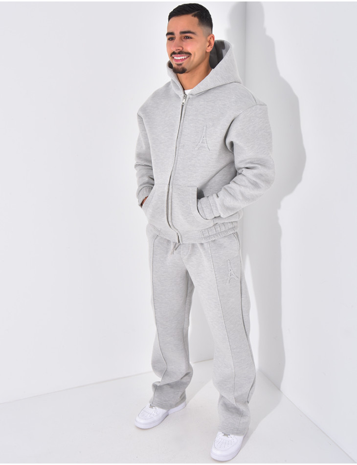 Ensemble pantalon et veste à capuche avec tour eiffel en relief