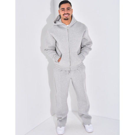 Ensemble pantalon et veste à capuche avec tour eiffel en relief