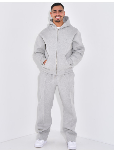 Ensemble pantalon et veste à capuche avec tour eiffel en relief