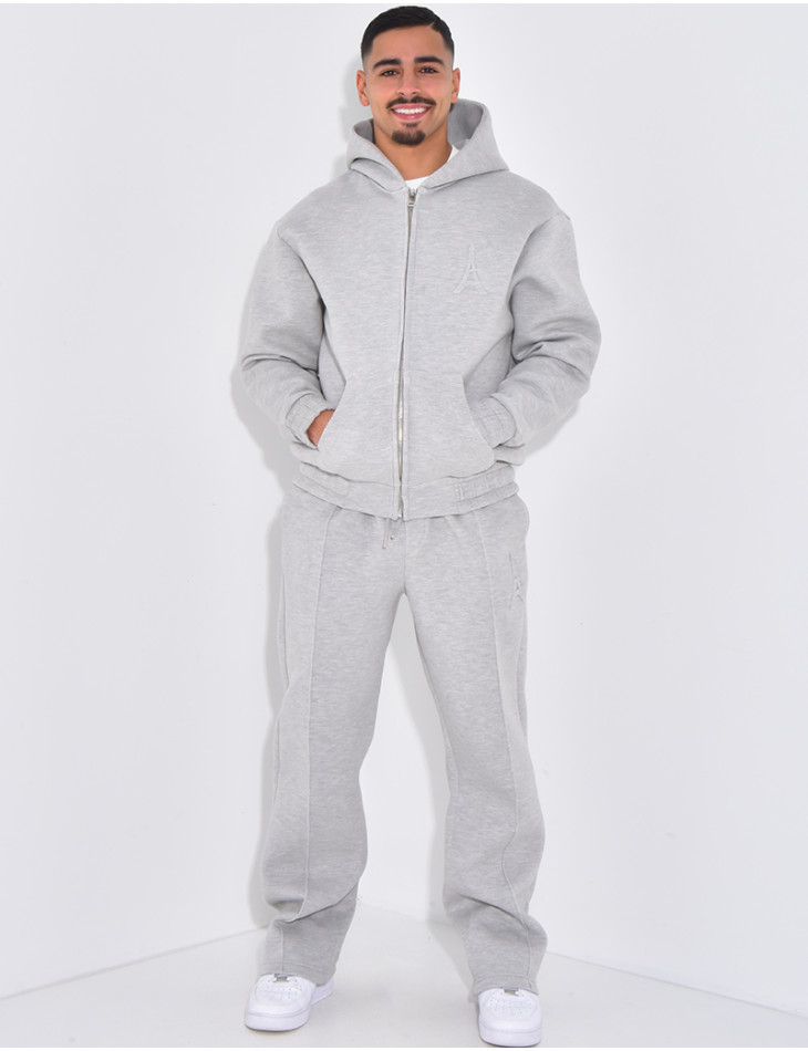 Ensemble pantalon et veste à capuche avec tour eiffel en relief