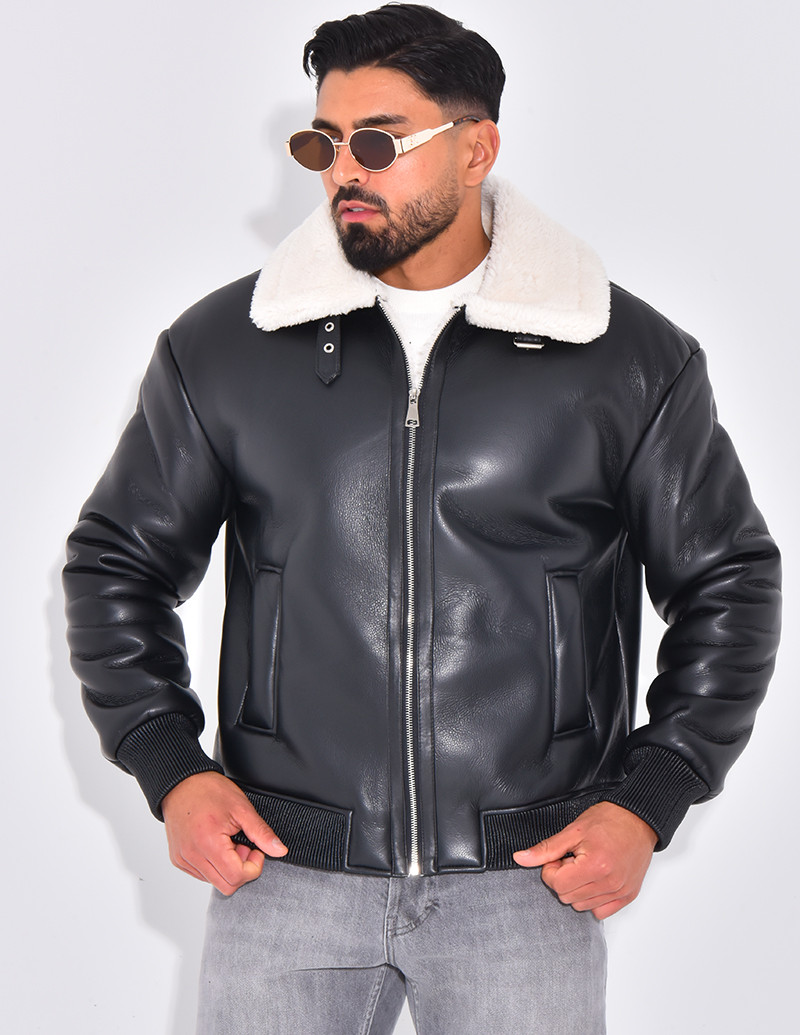 Bombers en similicuir avec...