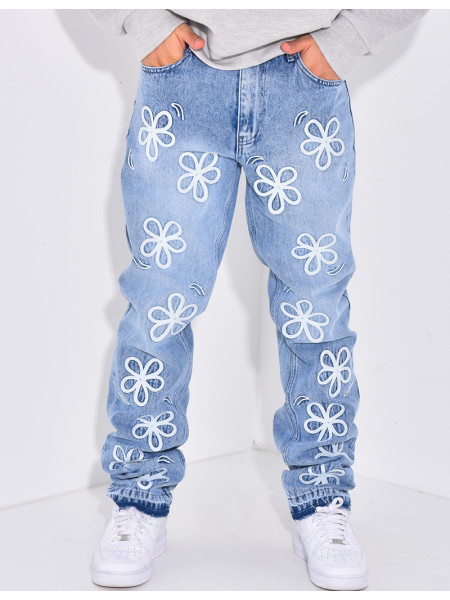 Jeans à fleurs