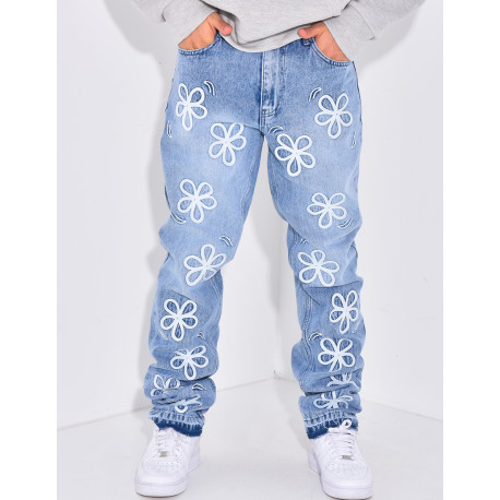 Jeans à fleurs