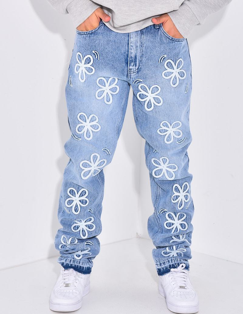 Jeans à fleurs