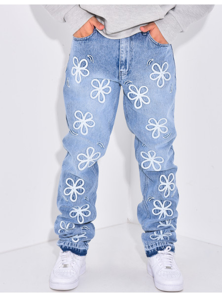 Jeans à fleurs