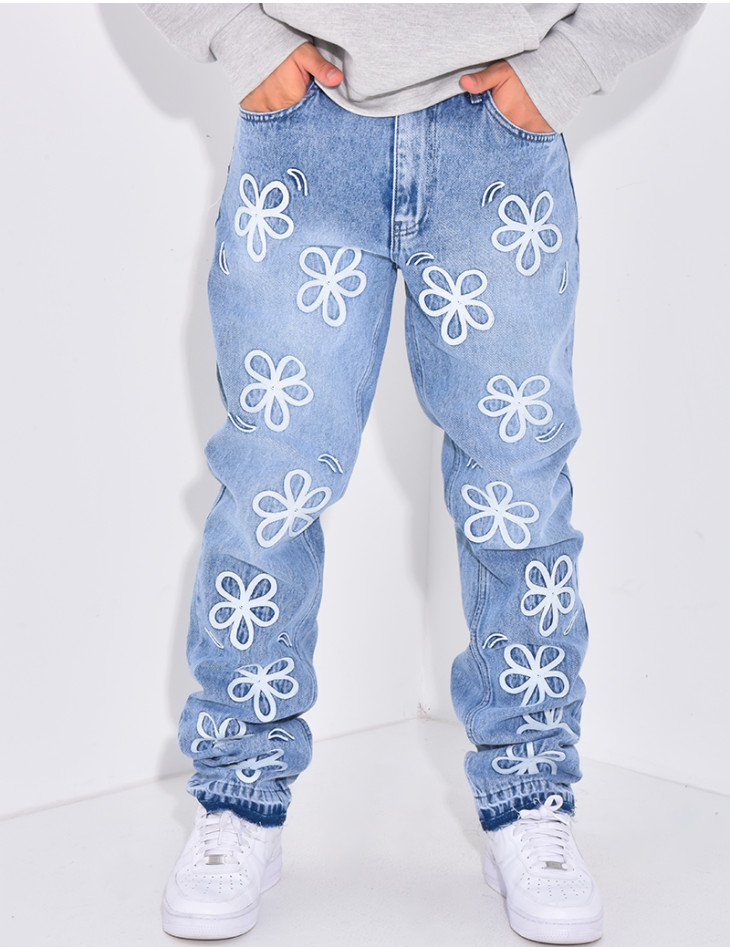 Jeans à fleurs