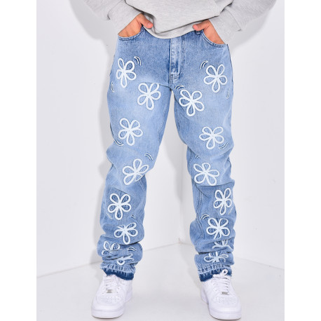 Jeans à fleurs