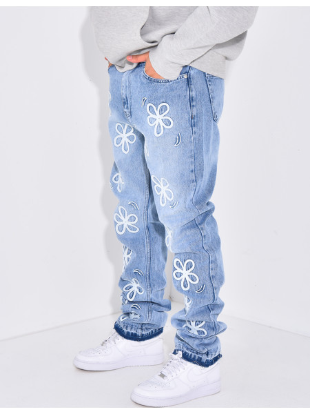 Jeans à fleurs