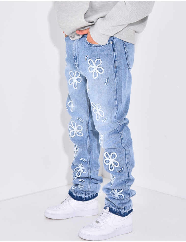 Jeans à fleurs