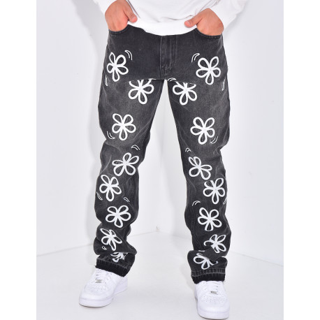Jeans à fleurs