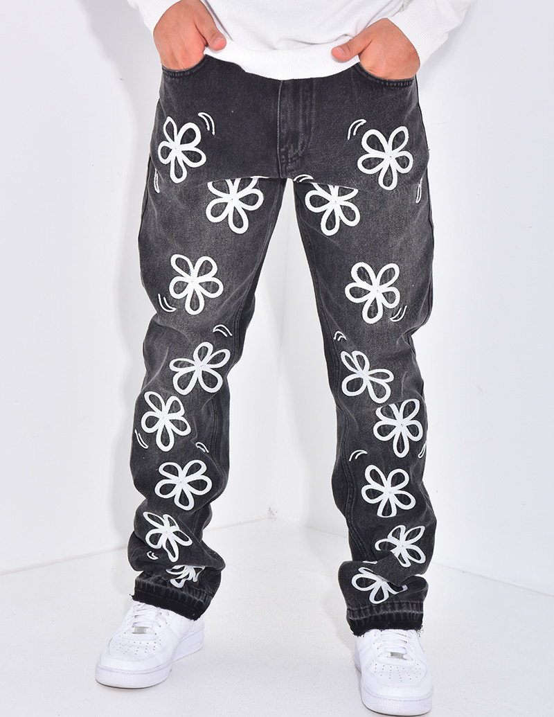 Jeans à fleurs
