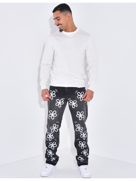 Jeans à fleurs