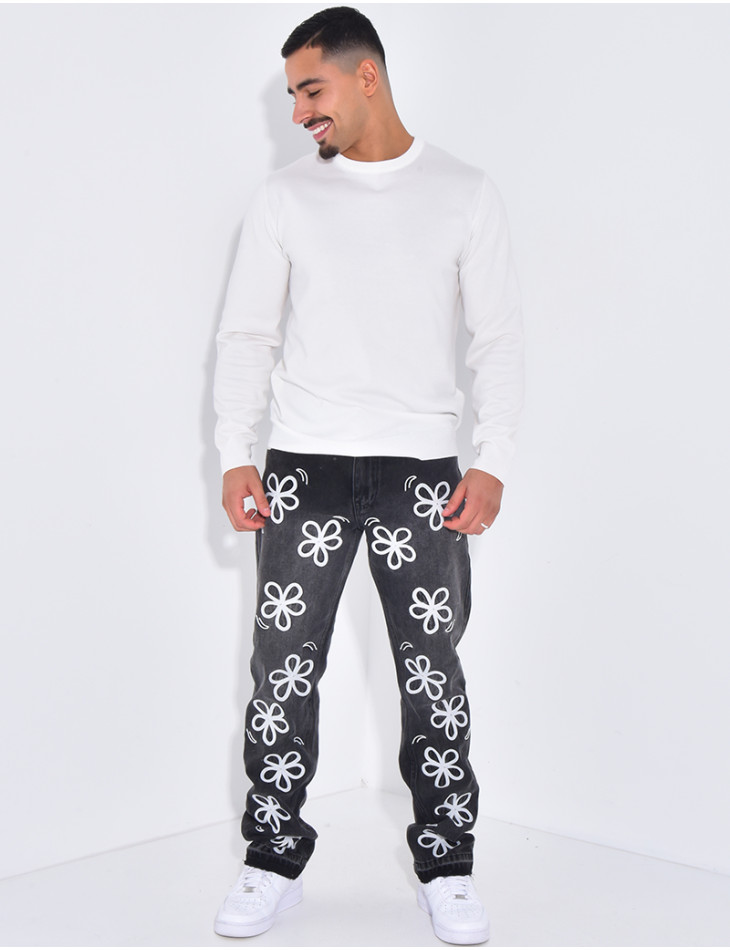 Jeans à fleurs