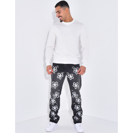 Jeans à fleurs