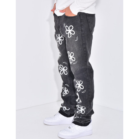 Jeans à fleurs