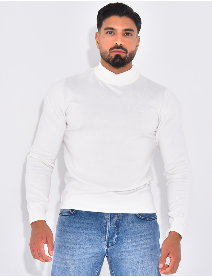 Pull fin à petit col