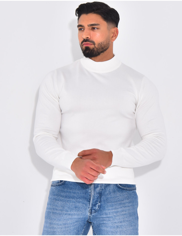 Pull fin à petit col