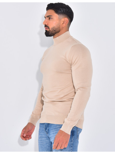 Pull fin à petit col