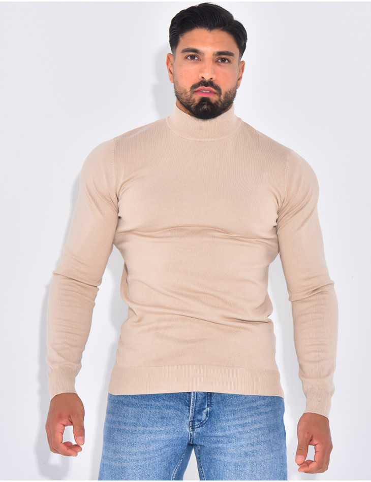 Pull fin à petit col
