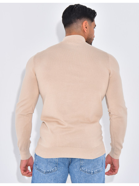 Pull fin à petit col