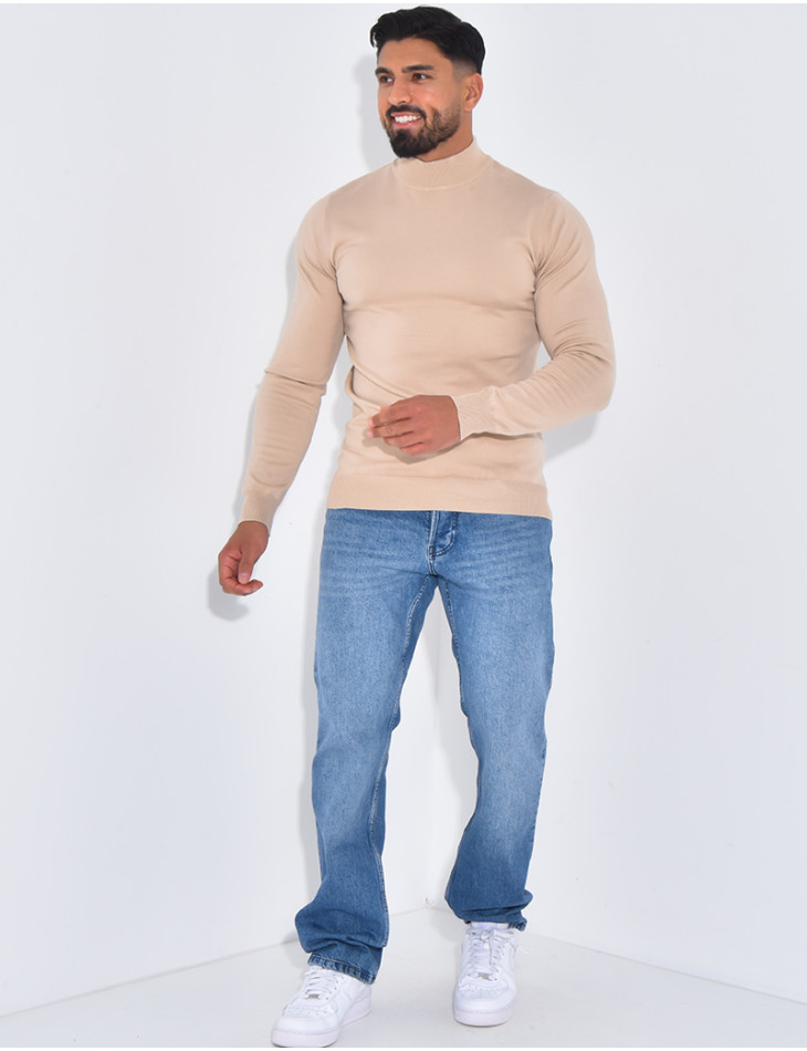 Pull fin à petit col