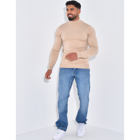 Pull fin à petit col