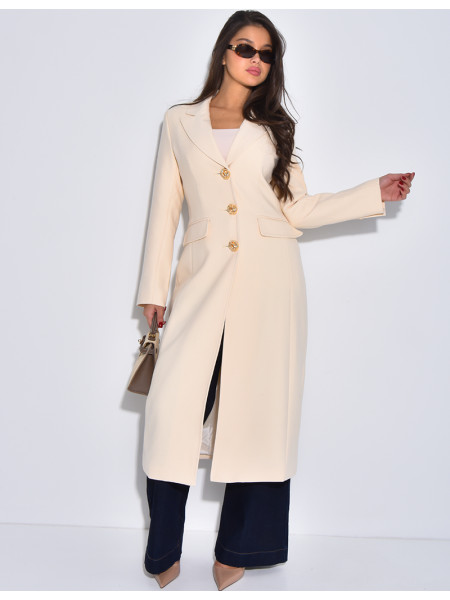 Manteau très cintré à boutons dorés