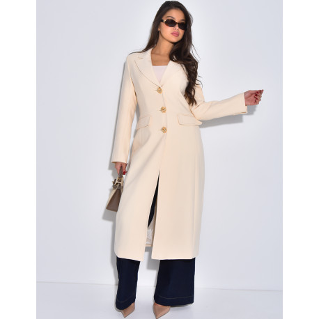 Manteau très cintré à boutons dorés