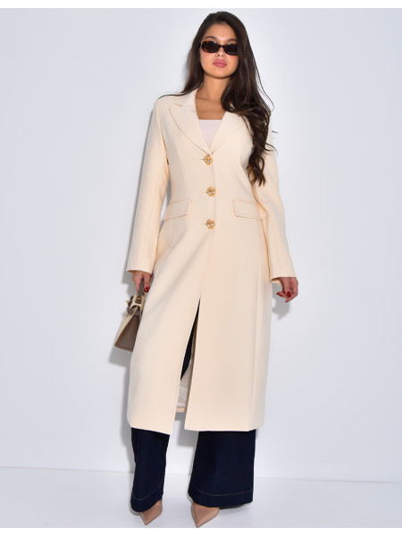 Manteau très cintré à boutons dorés