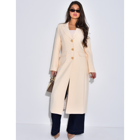 Manteau très cintré à boutons dorés
