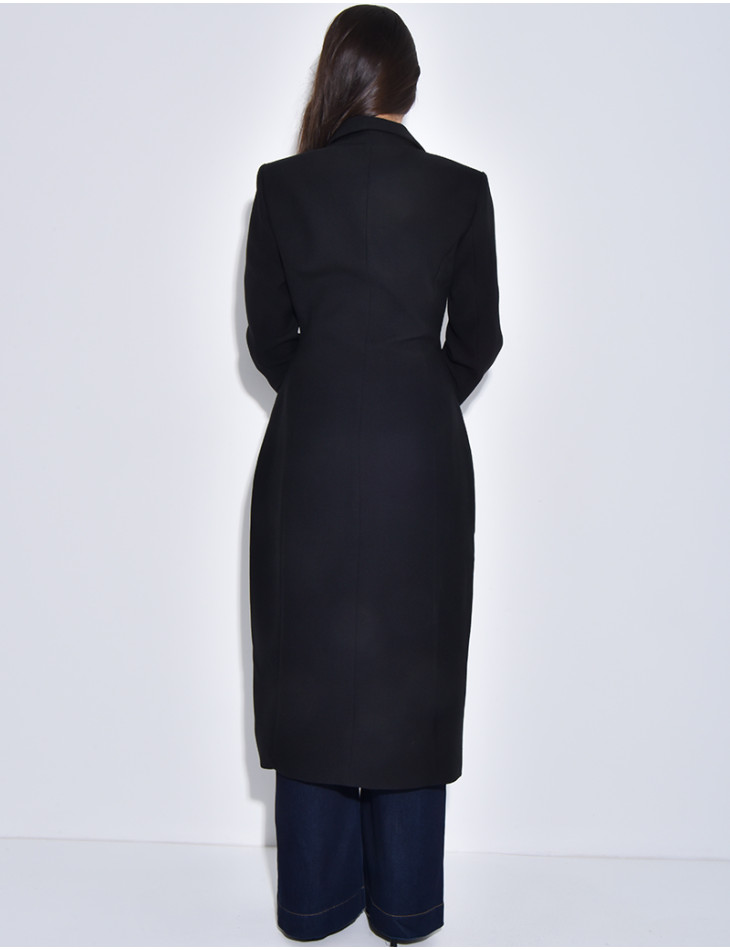 Manteau très cintré à boutons dorés